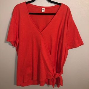 coral wrap top
